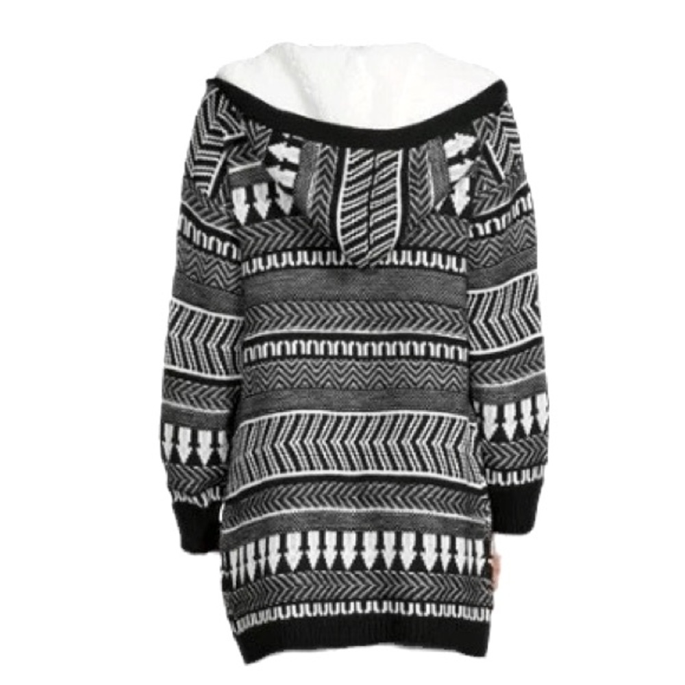 Cardigan Sweater With Faux Sherpa Hood - Picture 4 of 10